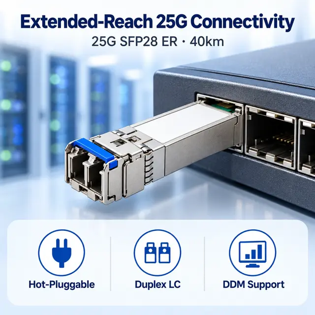25G SFP28 ER 1310nm 40km Single-Mode Duplex LC Transceiver — In a host switch 2