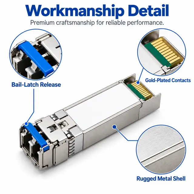 25G SFP28 ER 1310nm 40km Single-Mode Duplex LC Transceiver technical drawing 3: dimensions, structure and interfaces