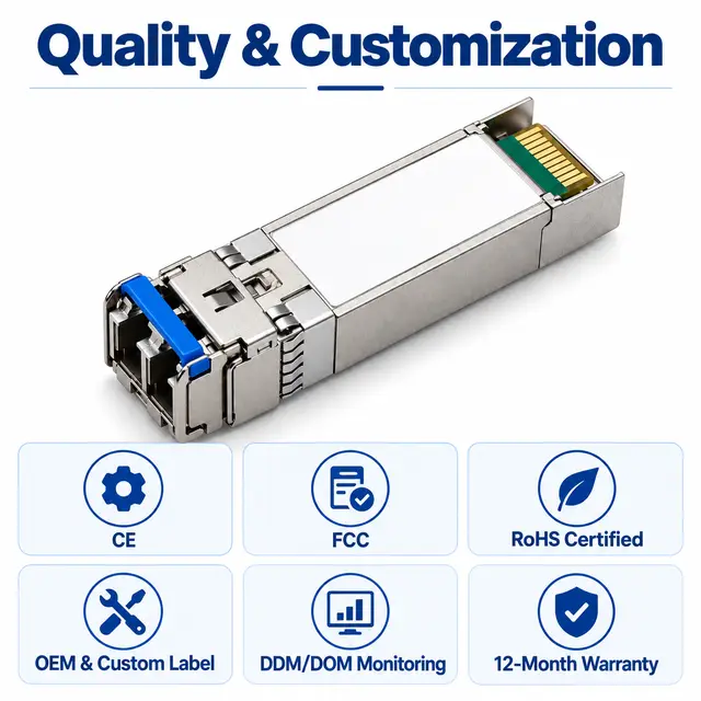 25G SFP28 ER 1310nm 40km Single-Mode Duplex LC Transceiver technical drawing 4: dimensions, structure and interfaces