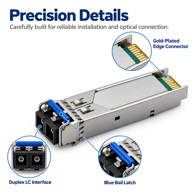 1.25G SFP 1310nm SMF Dual-Fiber Optical Transceiver 10km technical drawing 3: dimensions, structure and interfaces