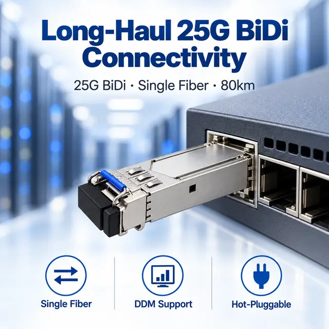 25G SFP28 BiDi BX80 Single-Fiber 1295/1309nm 80km Simplex — In a host switch 2