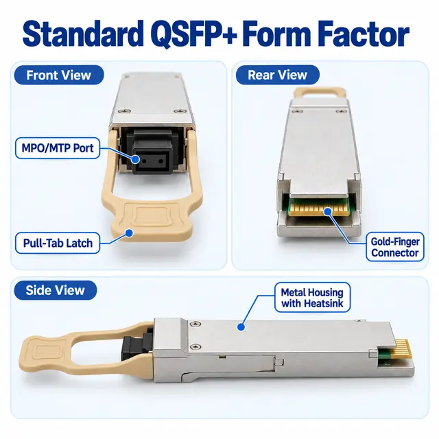 40G QSFP+ SR4 850nm 100-300m Multimode MPO Optical - 850 nm A technical drawing 1: dimensions, structure and interfaces