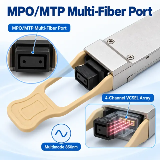 40G QSFP+ SR4 850nm 100-300m Multimode MPO Optical - 850 nm A technical drawing 2: dimensions, structure and interfaces