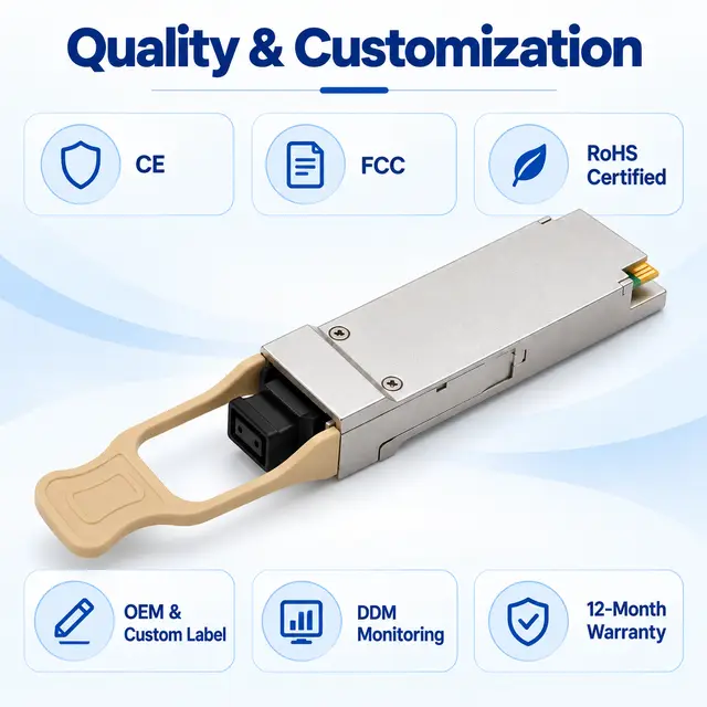 40G QSFP+ SR4 850nm 100-300m Multimode MPO Optical - 850 nm A technical drawing 4: dimensions, structure and interfaces