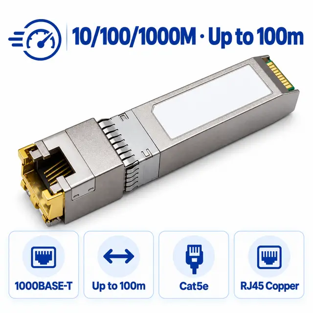 Drop-in 1000BASE-T SFP Copper RJ45 Gigabit 100m Cat5e — Application view 4