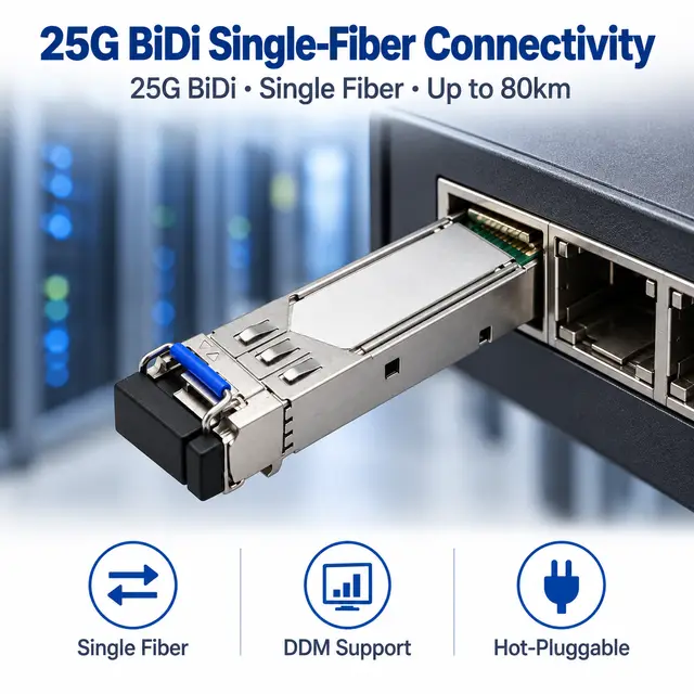 25G SFP28 BiDi Single-Fiber 1270/1330nm WDM Transceiver — In a host switch 2