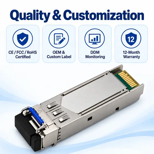 25G SFP28 BiDi Single-Fiber 1270/1330nm WDM Transceiver technical drawing 4: dimensions, structure and interfaces