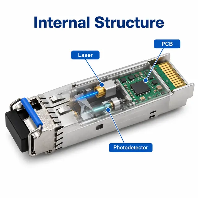 1.25G Gigabit SFP Transceiver — 1000Base SM/MM, 550m to technical drawing 2: dimensions, structure and interfaces
