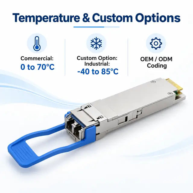 100G QSFP28 LR4 10km 1310nm Single-Mode Dual LC DDM technical drawing 4: dimensions, structure and interfaces