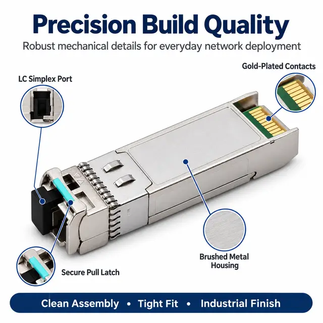 SFP-10G-BX60 10G BiDi 60km 1270/1330nm Simplex LC SMF DDM technical drawing 3: dimensions, structure and interfaces