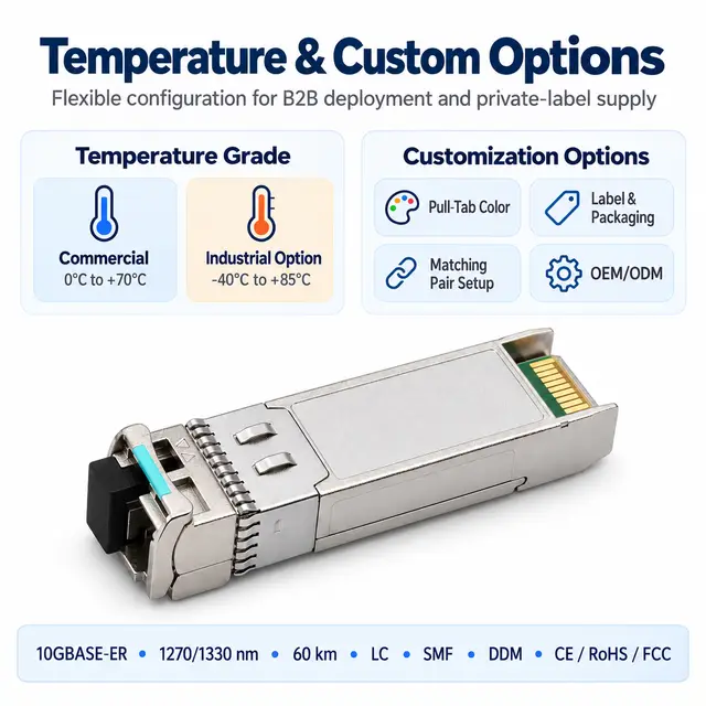 SFP-10G-BX60 10G BiDi 60km 1270/1330nm Simplex LC SMF DDM technical drawing 4: dimensions, structure and interfaces