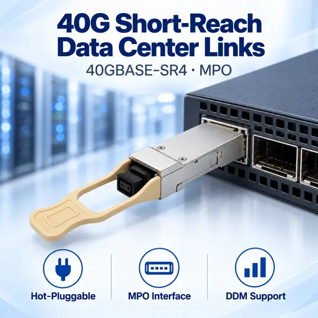 40GBASE-SR4 QSFP+ 850nm 100-150m Multimode MPO Transceiver - 850 nm A — In a host switch 2