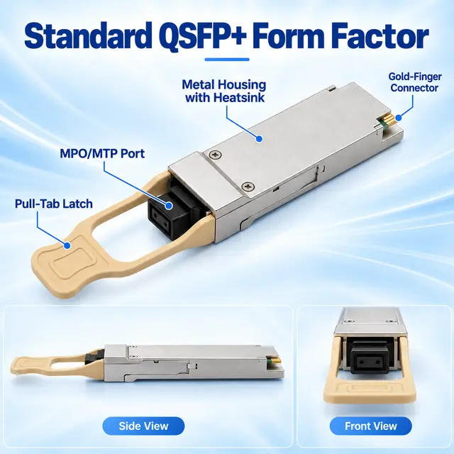 40GBASE-SR4 QSFP+ 850nm 100-150m Multimode MPO Transceiver - 850 nm A technical drawing 1: dimensions, structure and interfaces