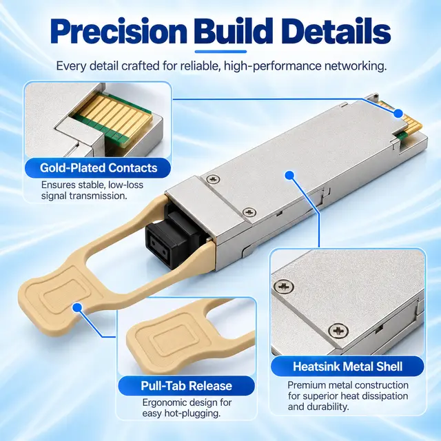 40GBASE-SR4 QSFP+ 850nm 100-150m Multimode MPO Transceiver - 850 nm A technical drawing 3: dimensions, structure and interfaces