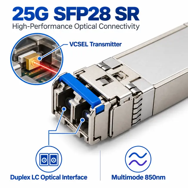 25G SFP28 SR 850nm 100m Multimode Transceiver technical drawing 2: dimensions, structure and interfaces