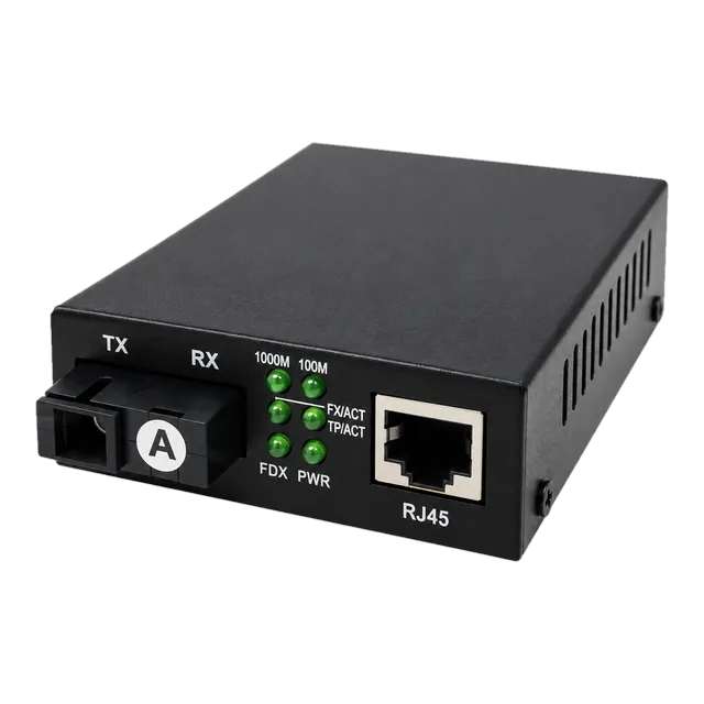 10/100/1000 Gigabit Fiber Media Converter — Single-Mode — Media Converter optical module