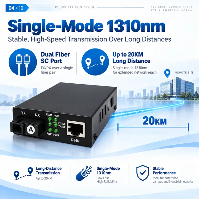 10/100/1000 Gigabit Fiber Media Converter — Single-Mode — Application view 4