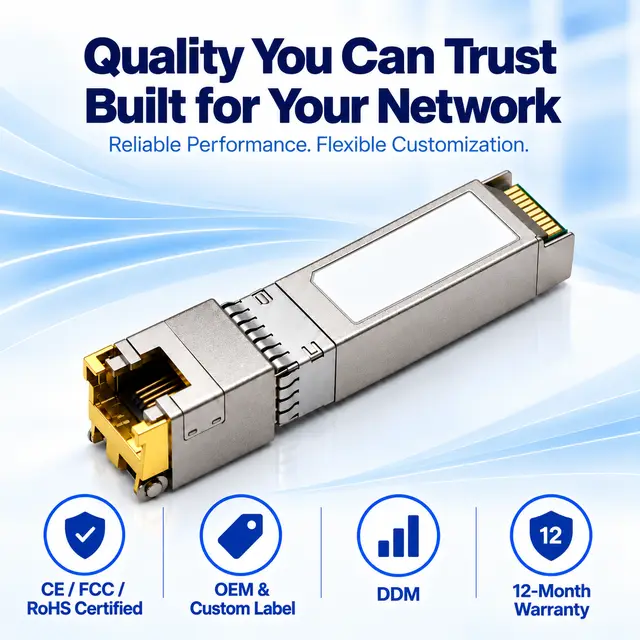 Ethernet 10G SFP+ Copper RJ45 10GBASE-T 100m technical drawing 4: dimensions, structure and interfaces