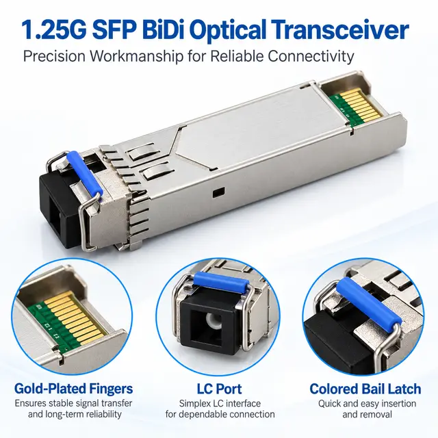 1.25G BiDi SFP 20km 1310nm/1550nm LC DDM Single-Fiber technical drawing 3: dimensions, structure and interfaces