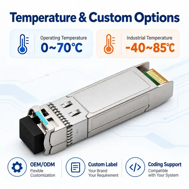 10G SFP+ BiDi BX20 20km Tx1330/Rx1270nm Simplex LC SMF DDM technical drawing 4: dimensions, structure and interfaces