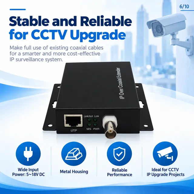 IP Ethernet to Coax Media Converter — RJ45 to BNC — Application view 6