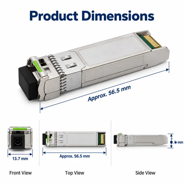 SFP-10G-BX100 10G BiDi 100km 1490/1550nm Simplex LC SMF technical drawing 1: dimensions, structure and interfaces