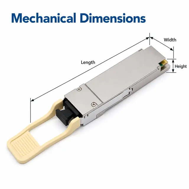 100G QSFP28-SR4 100Gb/s 850nm MPO-12 Multimode Fiber Optic technical drawing 1: dimensions, structure and interfaces
