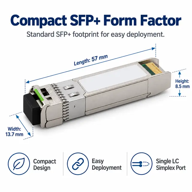 10G SFP+ BiDi BX20 20km 1270/1330nm - Industrial-Grade Transceiver technical drawing 1: dimensions, structure and interfaces