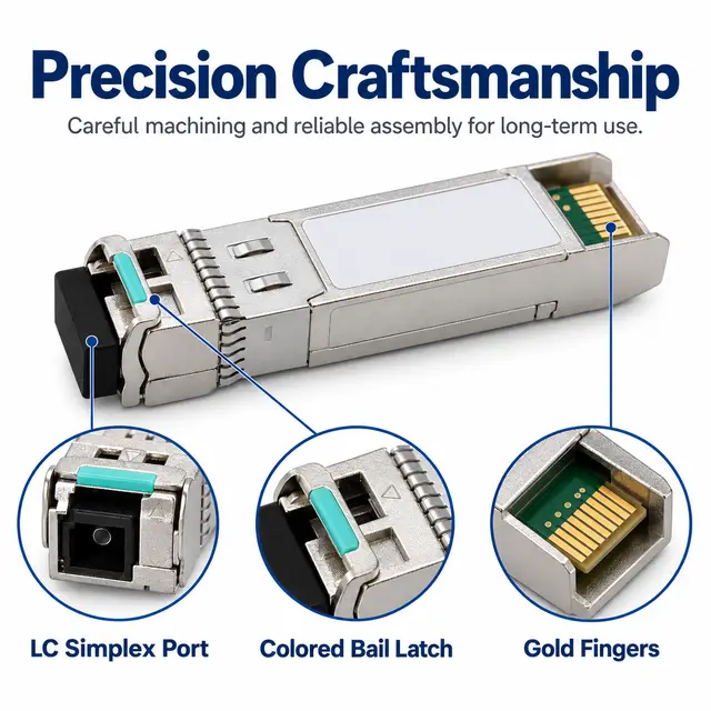 10G SFP+ BiDi BX20 20km 1270/1330nm - Industrial-Grade Transceiver technical drawing 3: dimensions, structure and interfaces