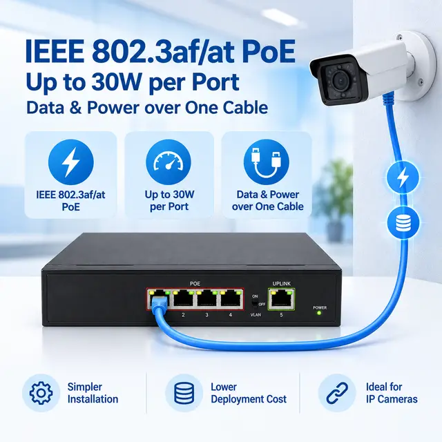 Gigabit PoE IP Ethernet Switch — 4 PoE Ports + 1 Uplink — Application view 4