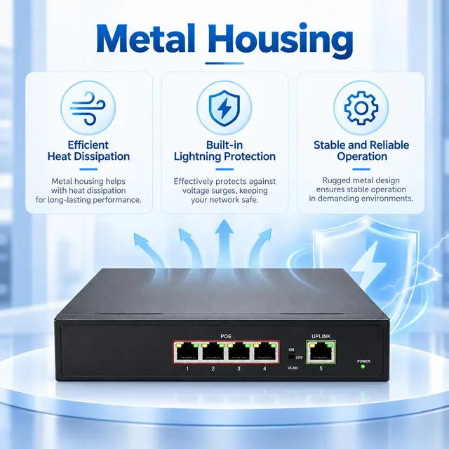 Gigabit PoE IP Ethernet Switch — 4 PoE Ports + 1 Uplink — Application view 6