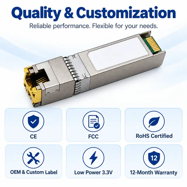 10G SFP+ Copper RJ45 10GBASE-T 100m Cat6a/Cat7 Multi-Rate technical drawing 4: dimensions, structure and interfaces