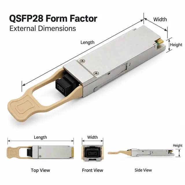 100G QSFP28 SR4 100m 850nm MPO/MTP Multimode DDM Optical technical drawing 1: dimensions, structure and interfaces