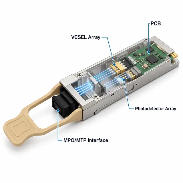 100G QSFP28 SR4 100m 850nm MPO/MTP Multimode DDM Optical technical drawing 2: dimensions, structure and interfaces