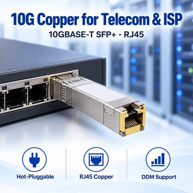10G SFP+ Copper RJ45 10GBASE-T 30-100m Cat6a/Cat7 - t7 for Telecom & — In a host switch 2