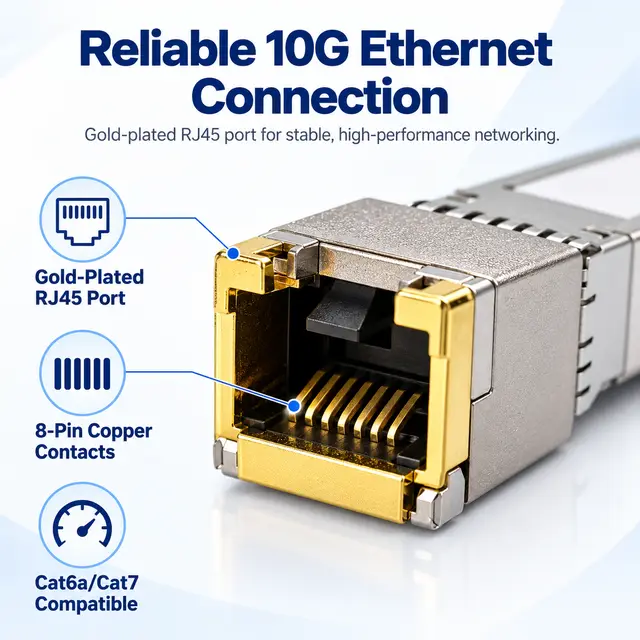 10G SFP+ Copper RJ45 10GBASE-T 30-100m Cat6a/Cat7 - t7 for Telecom & technical drawing 2: dimensions, structure and interfaces
