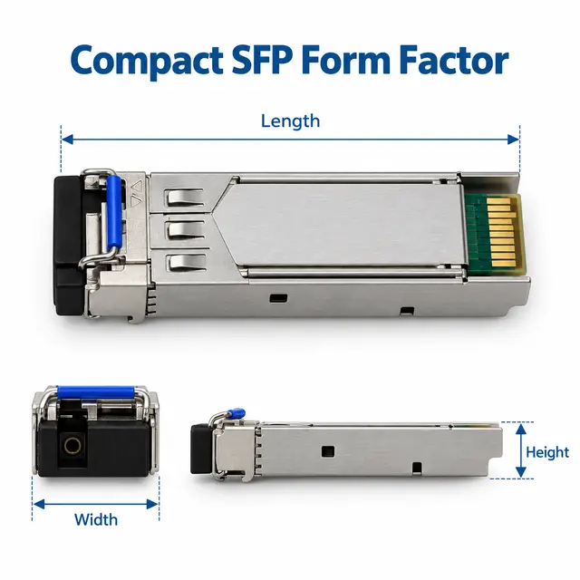 1.25G Gigabit BiDi SFP Transceiver 40km 1310nm/1550nm technical drawing 1: dimensions, structure and interfaces