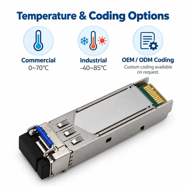 1.25G Gigabit BiDi SFP Transceiver 40km 1310nm/1550nm technical drawing 4: dimensions, structure and interfaces