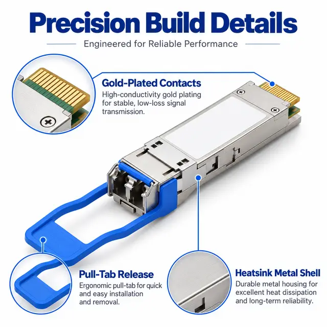 40G QSFP+ LR4 1310nm 10km Single-Mode Duplex LC - 1310 nm technical drawing 3: dimensions, structure and interfaces