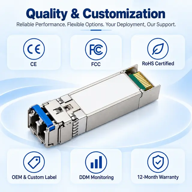25G SFP28 LR 1310nm 10km Single-Mode Duplex LC Transceiver technical drawing 4: dimensions, structure and interfaces