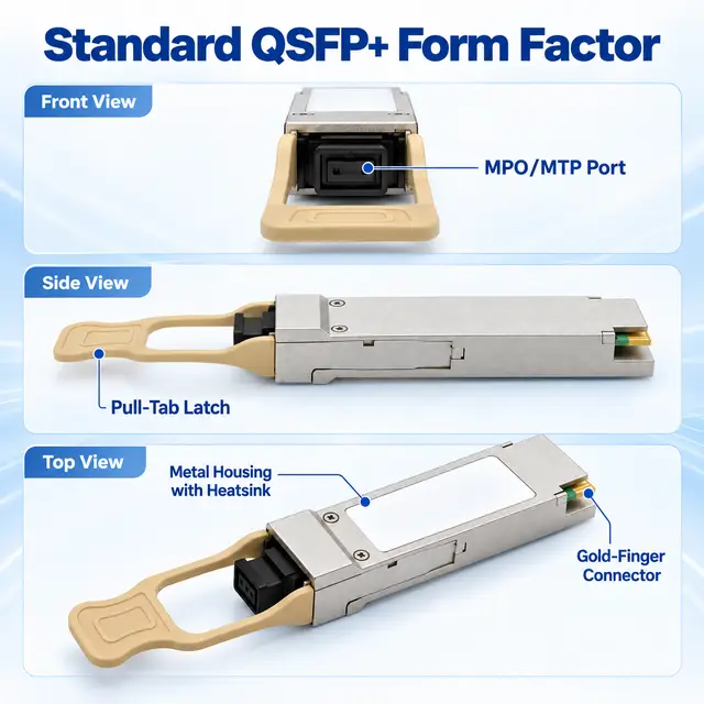 40G QSFP+ SR4 850nm 100-300m Multimode MPO Optical - 850 nm technical drawing 1: dimensions, structure and interfaces