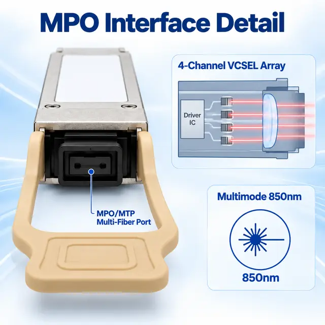 40G QSFP+ SR4 850nm 100-300m Multimode MPO Optical - 850 nm technical drawing 2: dimensions, structure and interfaces