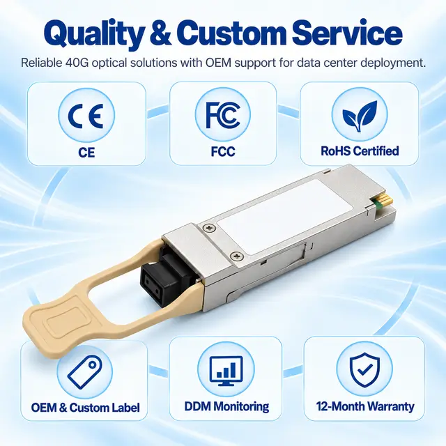 40G QSFP+ SR4 850nm 100-300m Multimode MPO Optical - 850 nm technical drawing 4: dimensions, structure and interfaces