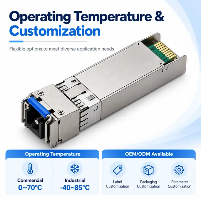 10G SFP+ BiDi BX100 100km 1490/1550nm Simplex LC - Transceiver Module technical drawing 4: dimensions, structure and interfaces