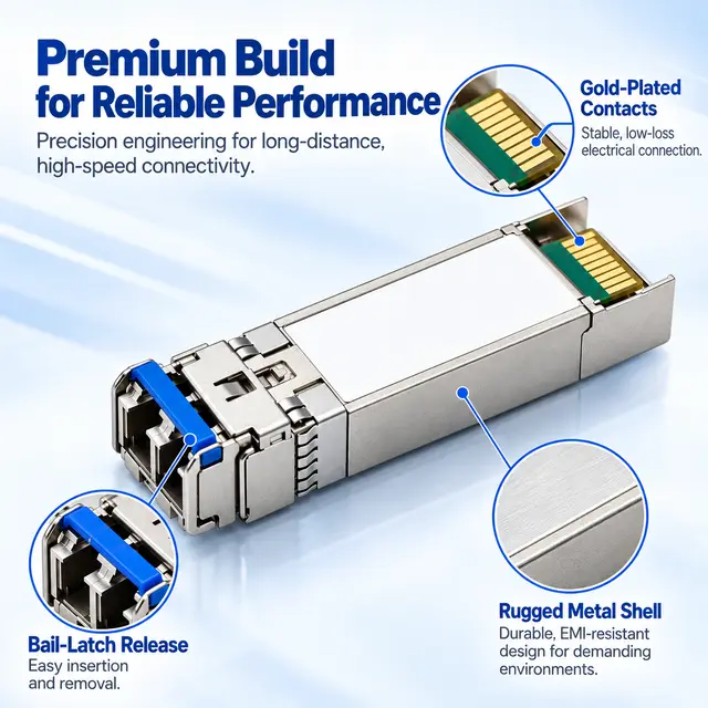 25GBASE-LR SFP28 1310nm 10km Single-Mode Duplex LC technical drawing 3: dimensions, structure and interfaces