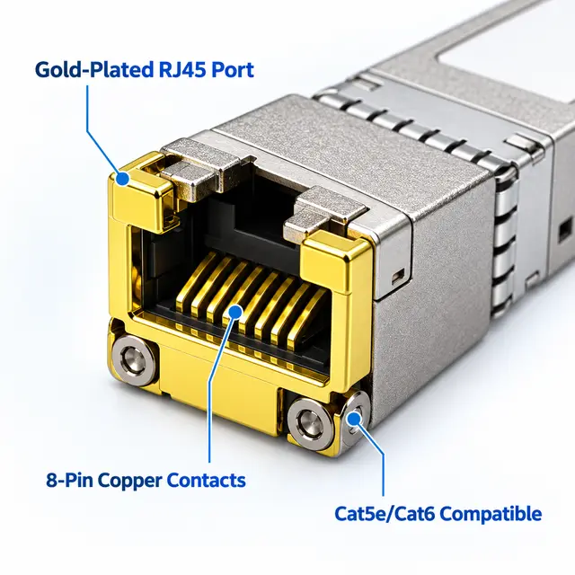 Affordable 1000BASE-T SFP Copper RJ45 Gigabit 100m technical drawing 2: dimensions, structure and interfaces