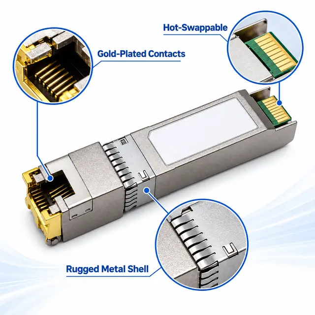 1000BASE-T SFP Copper RJ45 Gigabit 100m technical drawing 3: dimensions, structure and interfaces