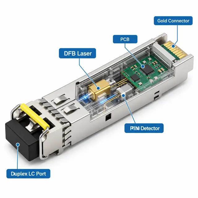 1.25G SFP Dual-Fiber LC DDM 1550nm 80km Optical technical drawing 2: dimensions, structure and interfaces