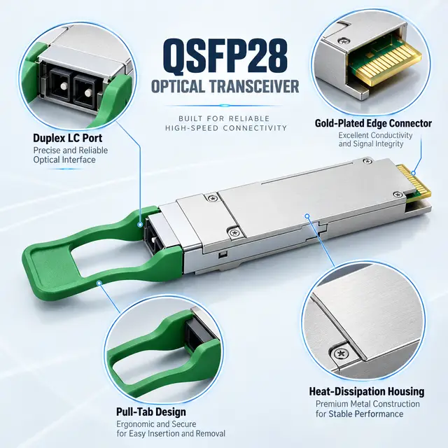 100G QSFP28 CWDM4 2km 1310nm SMF Duplex LC DDM Optical technical drawing 3: dimensions, structure and interfaces