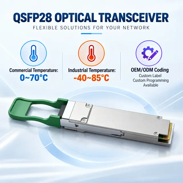 100G QSFP28 CWDM4 2km 1310nm SMF Duplex LC DDM Optical technical drawing 4: dimensions, structure and interfaces
